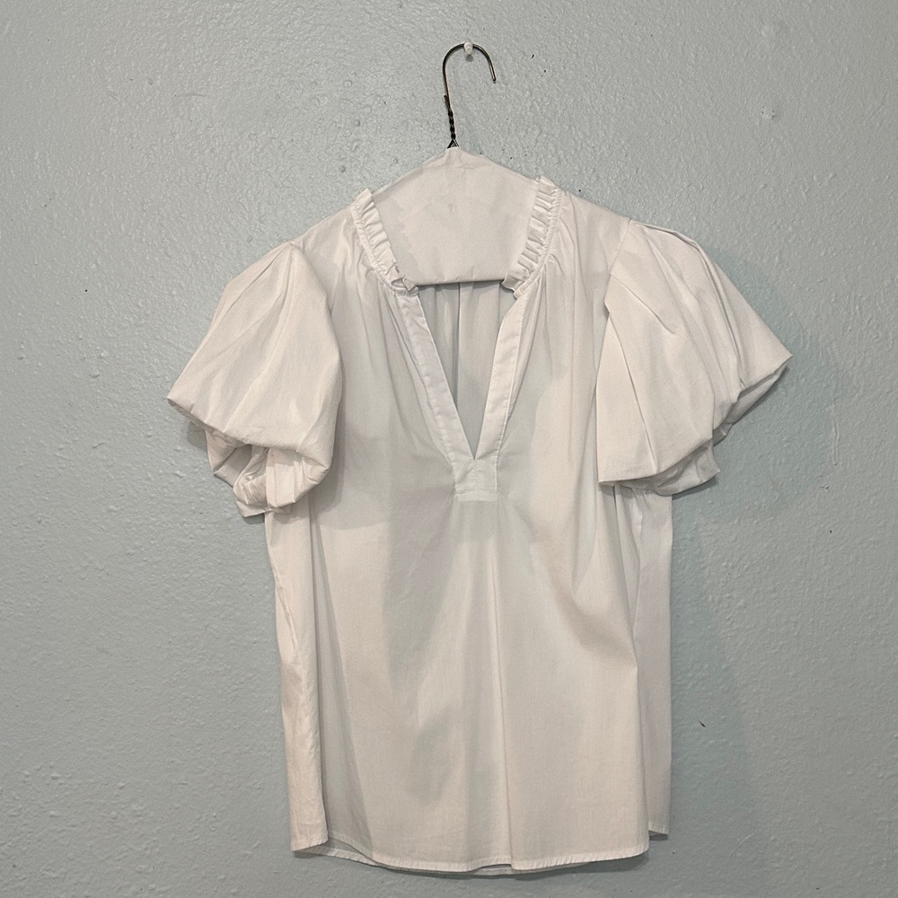 Maven West White Ruffle Sleeve Blouse